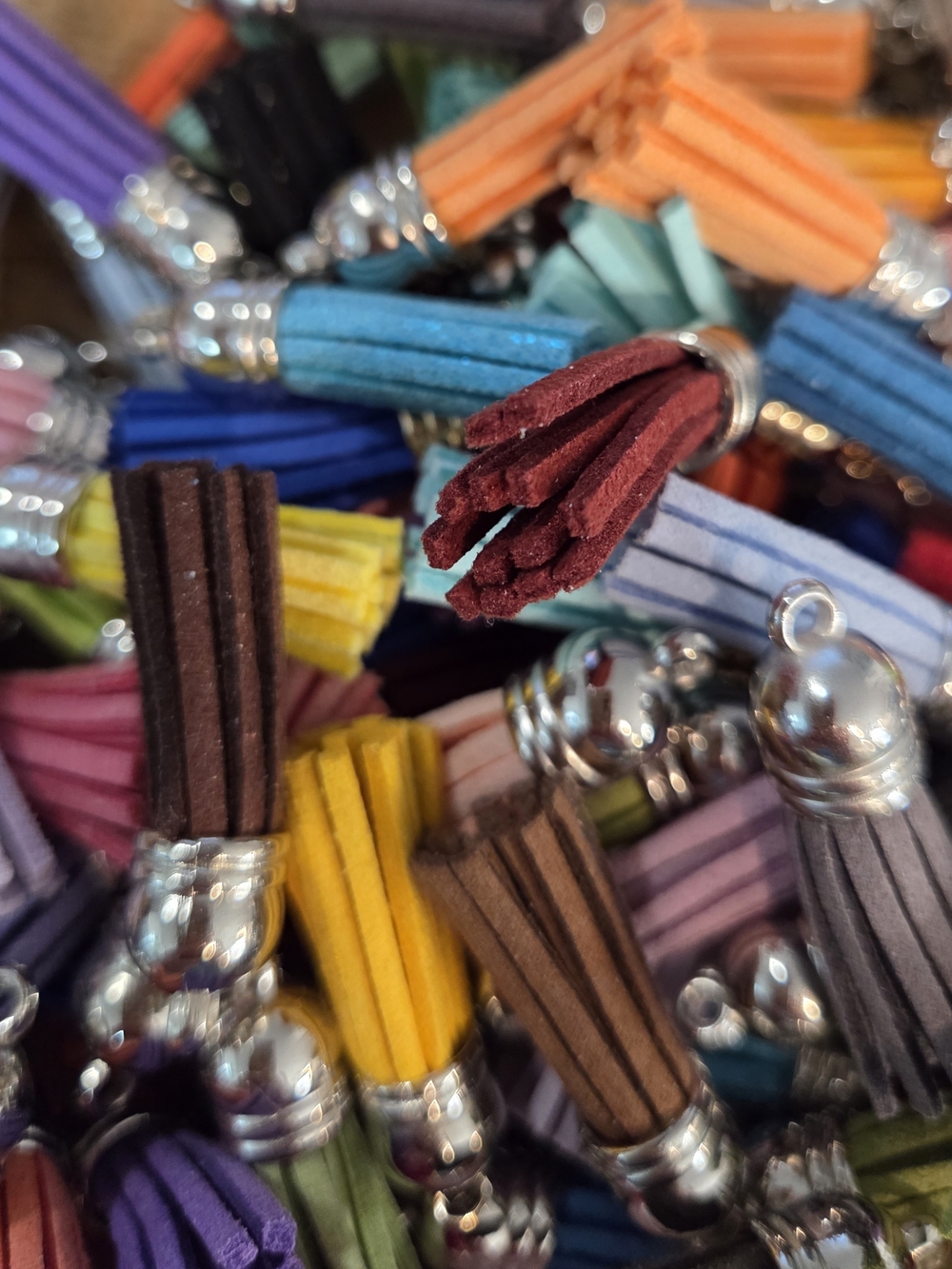 55-Colorful Suede Tassel Charm Lot Amazing Deal - Bulk Pricing - Picture 6 of 6